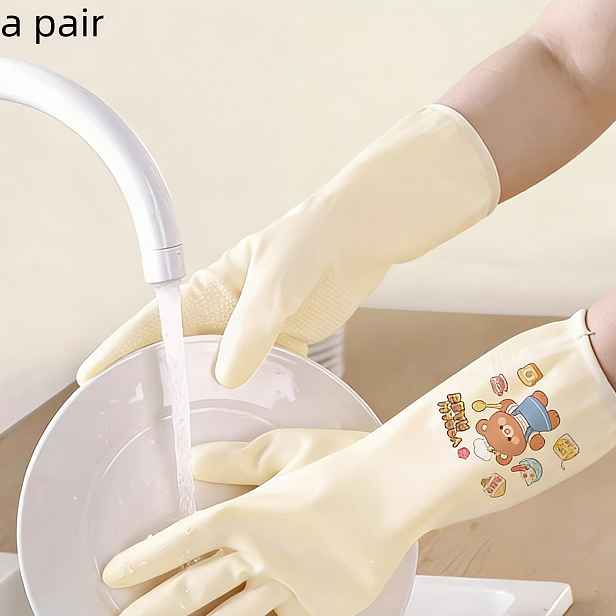 TEMU Roztomilé mycí rukavice s medvídka | Vhodné pro mytí nádobí a praní, vyrobené z PVC, snadný a roztomilý design