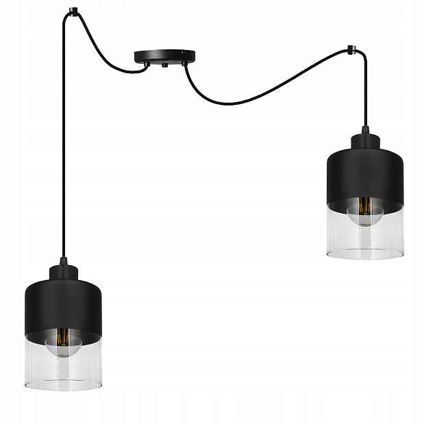 Závěsná Led stropní lampa Stropní Svítidlo Černá Loft 2xE27 do obývacího pokoje