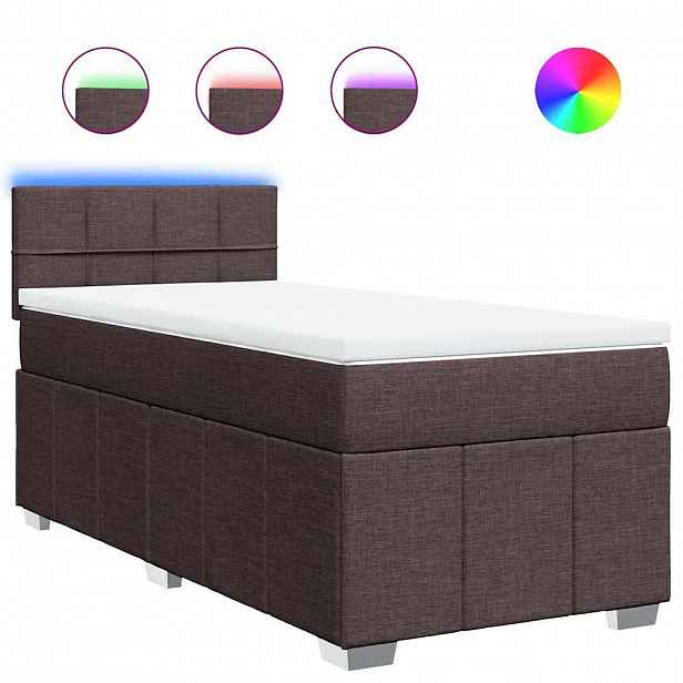 vidaXL Box spring postel s matrací tmavě hnědá 90x200 cm textil