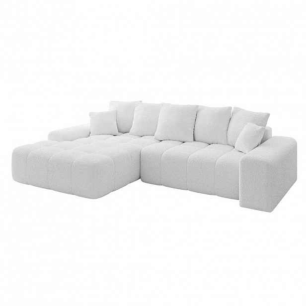 ALTDECOR ROHOVÁ SEDAČKA s otomanem vlevo ENSI-L – 267 × 164 × 69 cm, bílá
