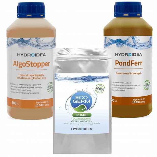 Hydroidea Sada EcoGerm Ponds 100 g AlgoStopper 500 ml PondFerr 500 ml