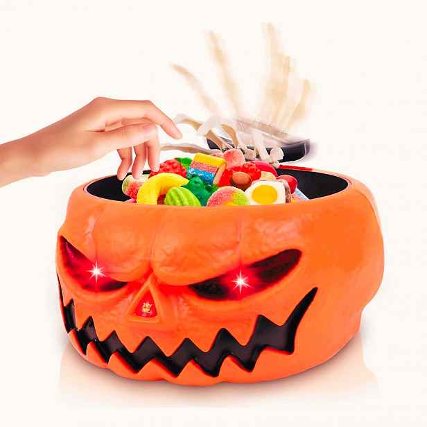 Miska Na Bonbóny Halloween Senzor Pohybu Ruka Led Kostra Zvuk