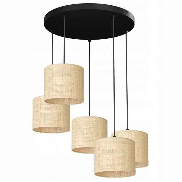 Pětibodová závěsná lampa na kruhu Rattan 5283 Luminex