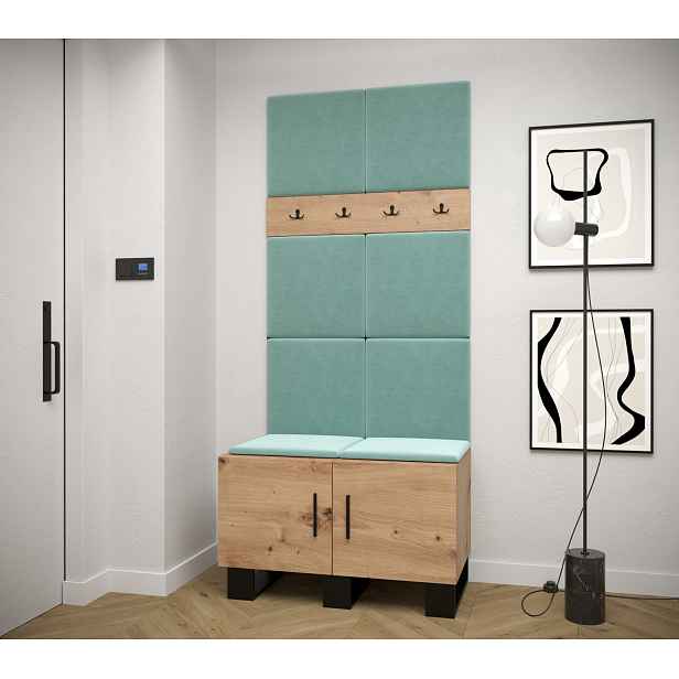 Předsíňová sestava RUMIE 4 - dub artisan, mátové panely