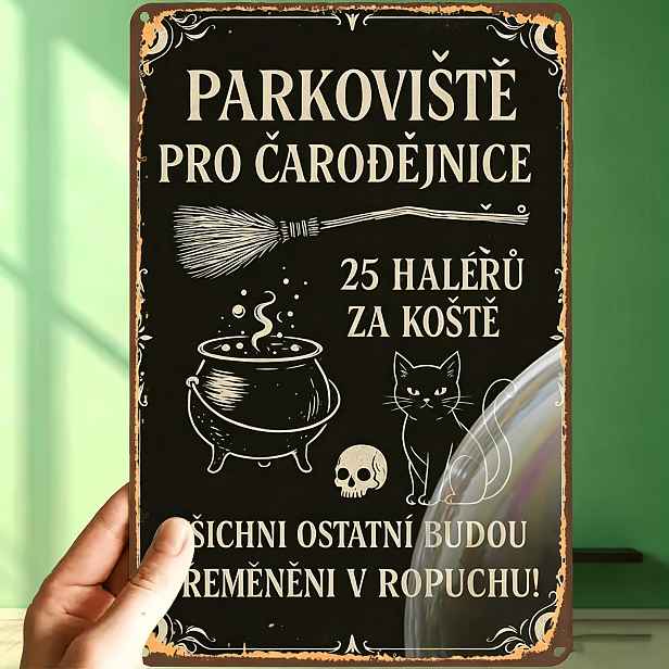 TEMU 2D plochá, 1 ks, dekorativní kovová cedulka s čarodějnice, s předvrtanými otvory, ideální pro vnitřní, zahradní a toaletní dekorace. Pro