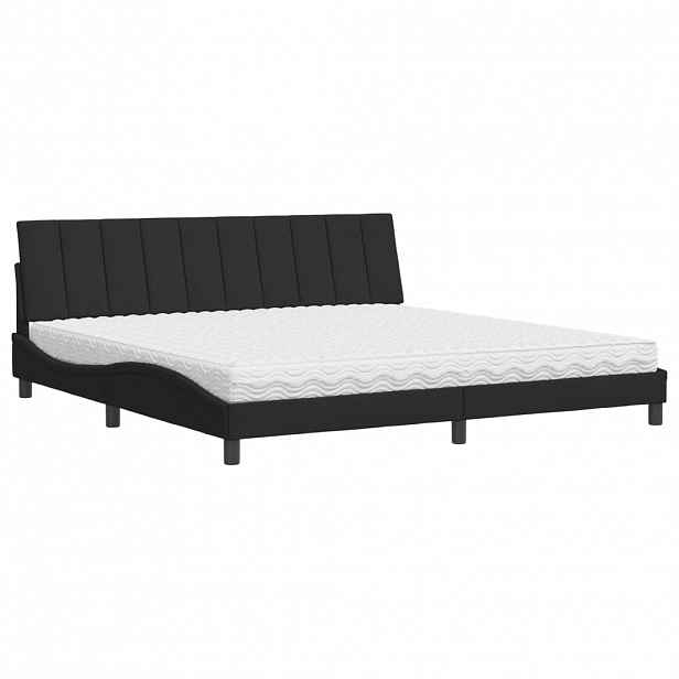 vidaXL Postel s matrací Hanko černá 200 x 200 cm samet