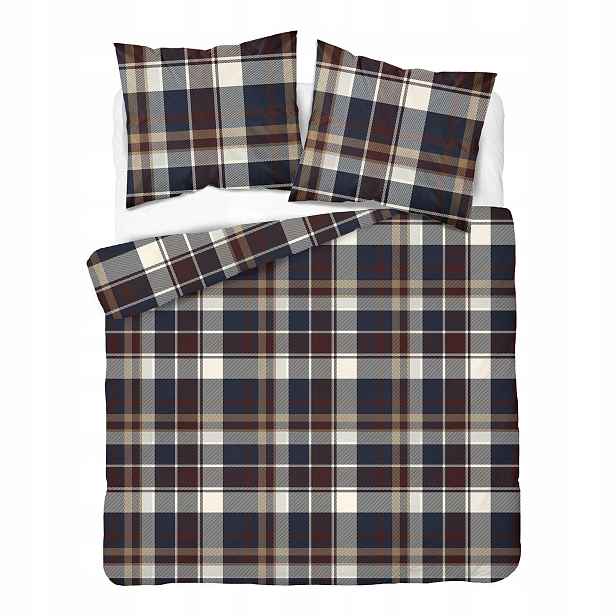 Povlečení 220x200 tmavě modrá bordó béžová kostkovaná barva Home Satin
