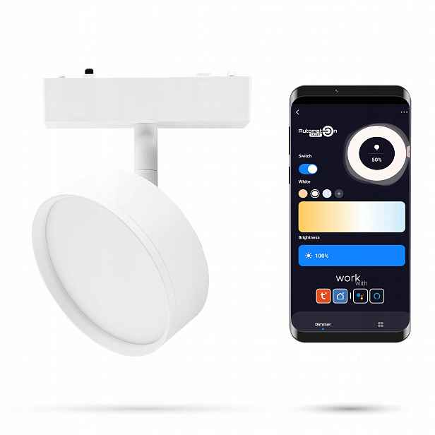 Bílý reflektor Zigbee Tuya Track Flood 9W Slim Track a FiberFLEX 48VDC