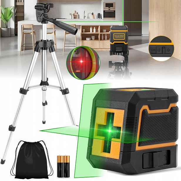 Laserová VOD<bos>ová 4D 360° Zelená Křížová Laserová Lišta 2 Baterie Aa