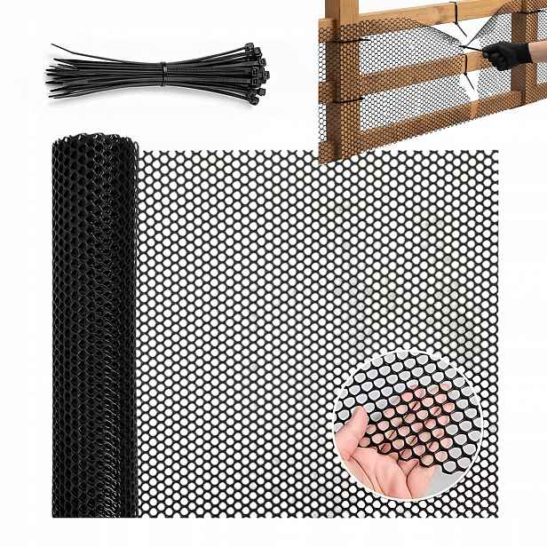 Plastová síť 40 cm x 10 m pro voliéry Oplocení 4 m2 Klece Chov Černá