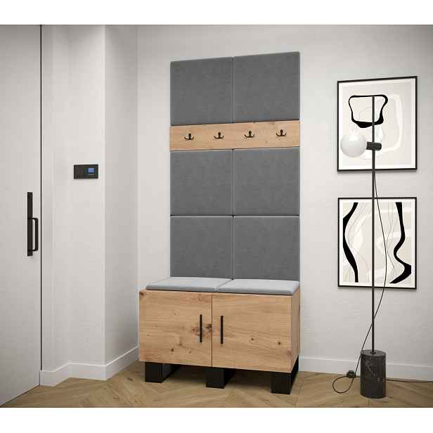 Předsíňová sestava RUMIE 4 - dub artisan, šedé panely
