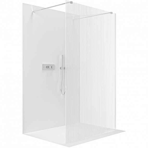 Sprchová zástěna Walk-in Onyx Duo L/P - 8 mm - hranatá vzpěra - chrom, rýhované sklo - 50x200 cm