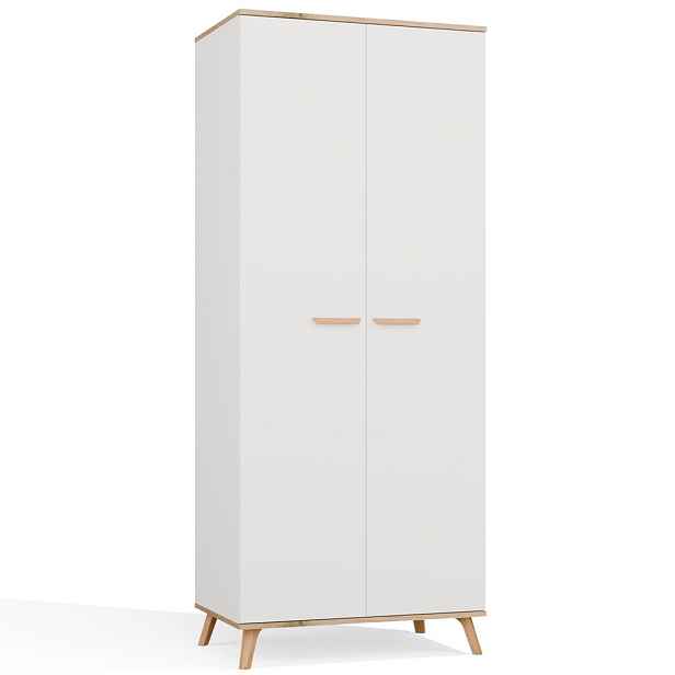 TP Living Šatní skříň Olympo 2D 80 cm bílá/dub Artisan
