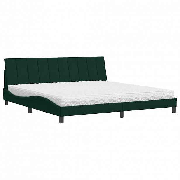vidaXL Postel s matrací Hanko tmavě zelená 200 x 200 cm samet
