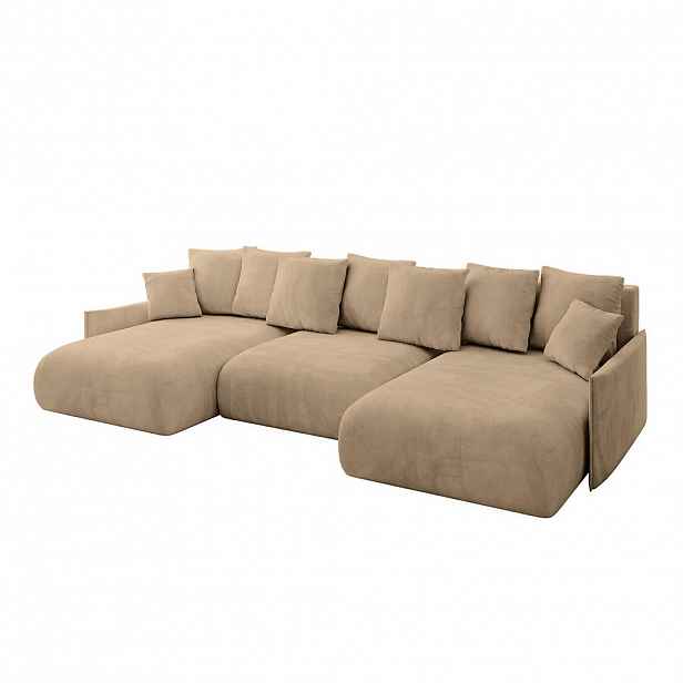 ALTDECOR SEDACÍ SOUPRAVA s funkcí lůžka a úložným prostorem pod postelí ONESK-U-v1 317x177x72 béžový velur