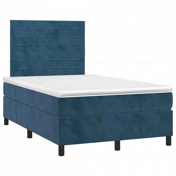 vidaXL Box spring postel s matrací tmavě modrá 120x190 cm samet