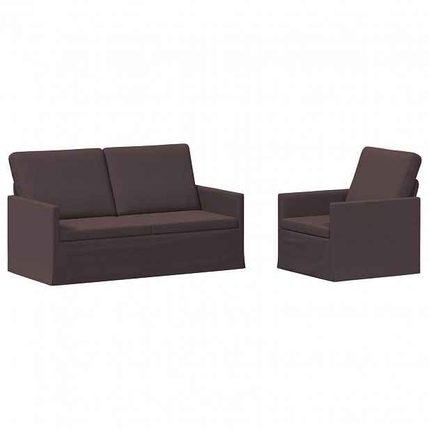 vidaXL Set pohovek 2 pcs Tmavě hnědá Textil