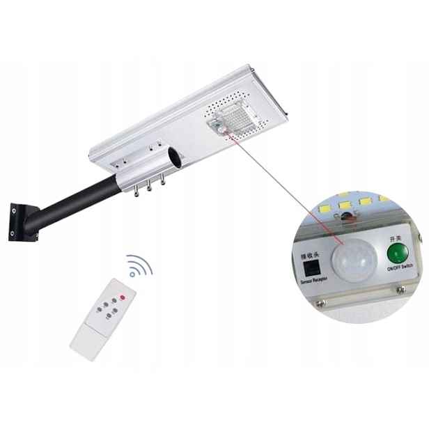 Pouliční Solární Lampa Panel 81 Smd Led 50W 80LM Ovladač stříbrná JD-1950