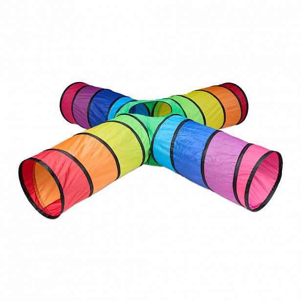Relaxdays HRACÍ TUNEL Barevný 4 trubice Pop-up Polyester
