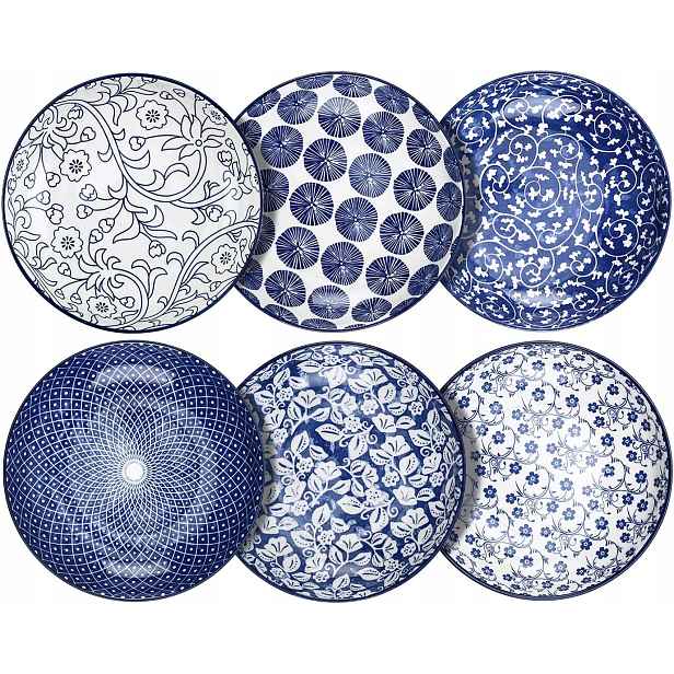 Selamica Porcelánové misky na těstoviny, sada 6 kusů, modrá K982
