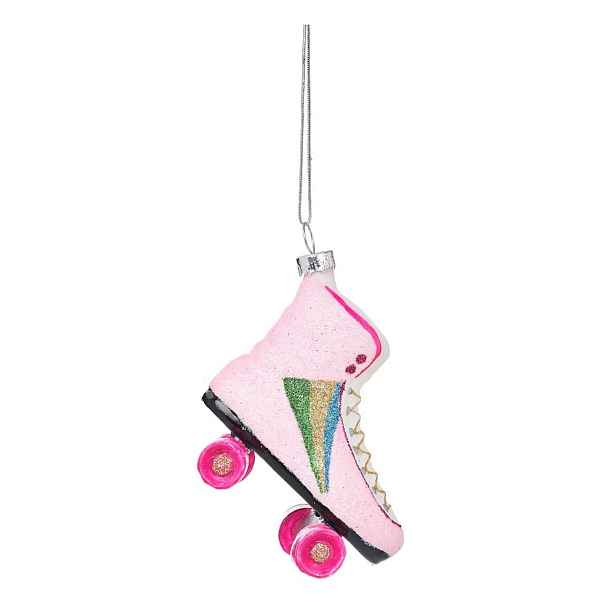 Skleněná ručně vyrobená vánoční ozdoba 8 cm Retro Rollerskate – Sass & Belle