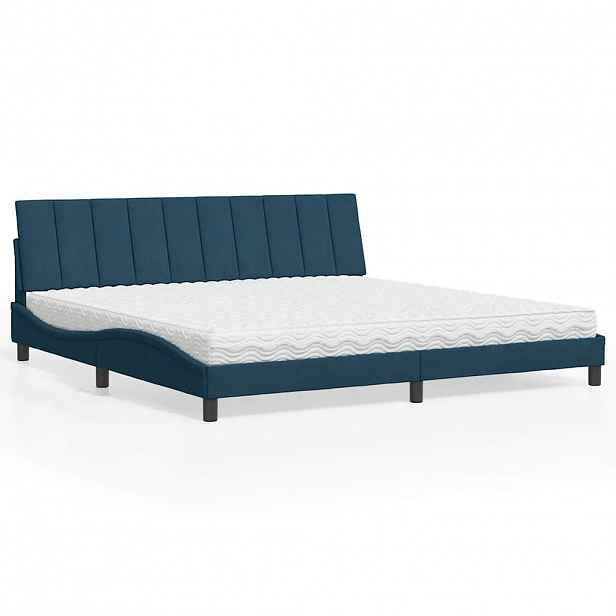 vidaXL Postel s matrací Hanko modrá 200 x 200 cm samet