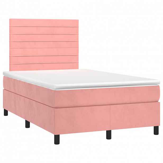 vidaXL Box spring postel s matrací růžová 120x190 cm samet
