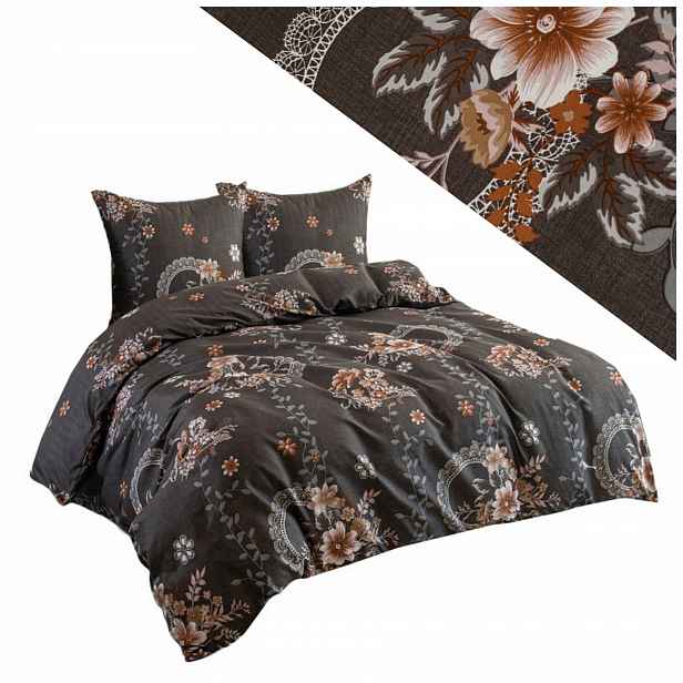 Povlečení 220x200 2 povlaky na polštáře 70x80 hladké Eusebia Home na zip, květinový vzor