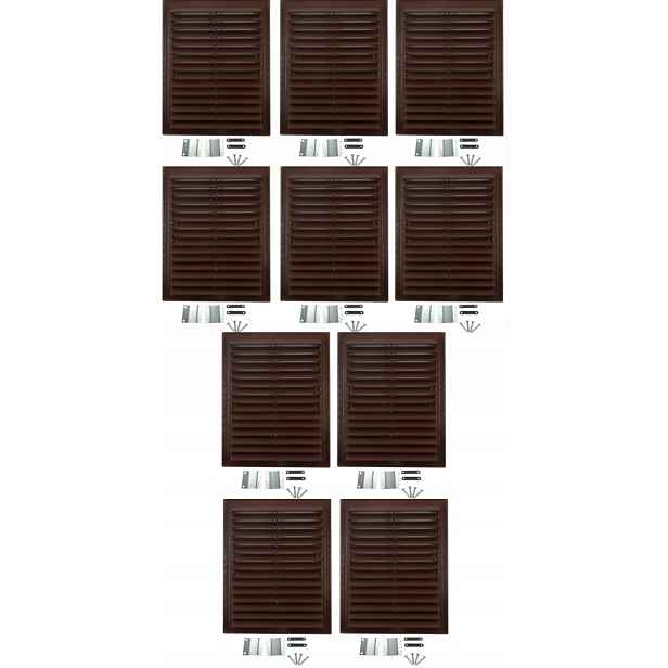 Ventilační Mřížka 14 X 21 CM Šikmá Hnědá 10 Ks