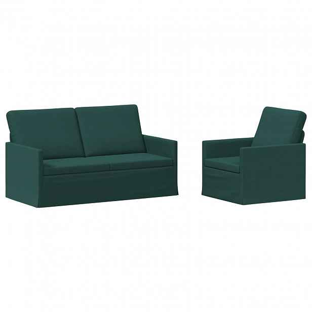 vidaXL Set pohovek 2 pcs Tmavě zelená Textil