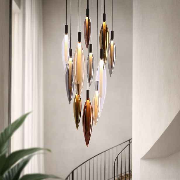 Lampa wisząca Nordic szklane tuby kolorowe do salonu