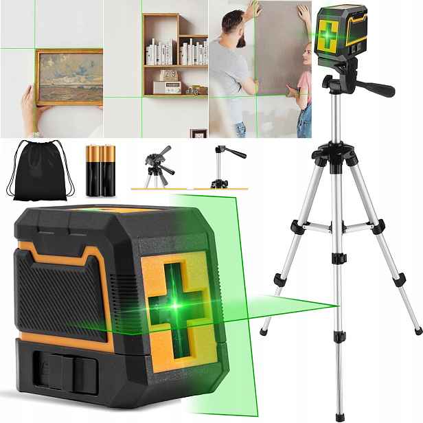 Laserová Vodováha 4D Křížový Laser 360 Set Stativ 2xAKU