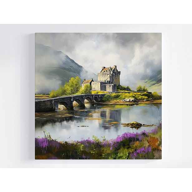 Obraz Na Plátně Canvas Krajina Skotsko Vysočina Hory Hrad Most 50x50