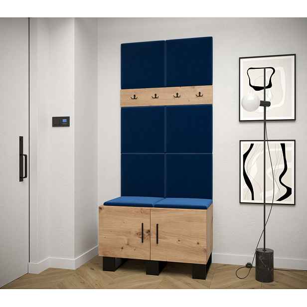 Předsíňová sestava RUMIE 4 - dub artisan, modré panely