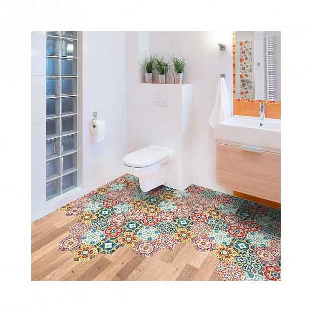 Sada 10 samolepek na podlahu Ambiance Floor Stickers Hexagons Lorena, 40 x 90 cm