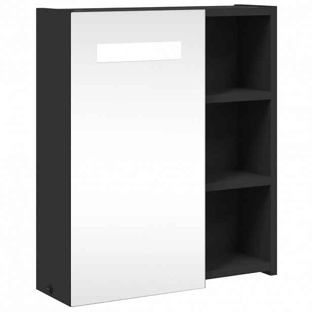 vidaXL Koupelnová zrcadlová skříňka s LED osvětlením černá 45x13x52 cm