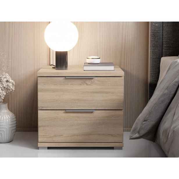 Noční stolek se 2 zásuvkami Smilla, výška 43 cm, dub sonoma