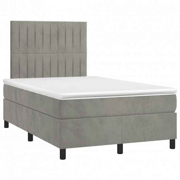 vidaXL Box spring postel s matrací světle šedá 120x190 cm samet