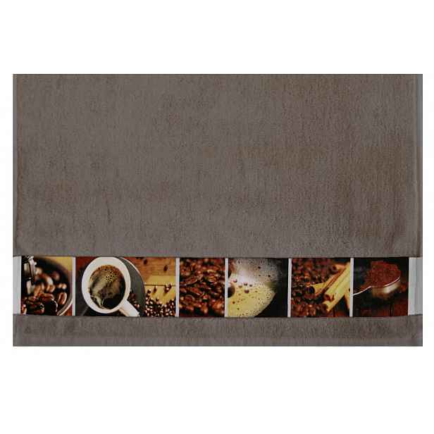 Froté kuchyňská utěrka 50x50 cm, káva, taupe