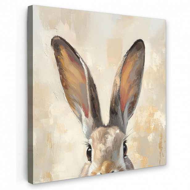 MuchoWow OBRAZ NA PLÁTNĚ Zajíc - Uši - hnědé 50x50 cm