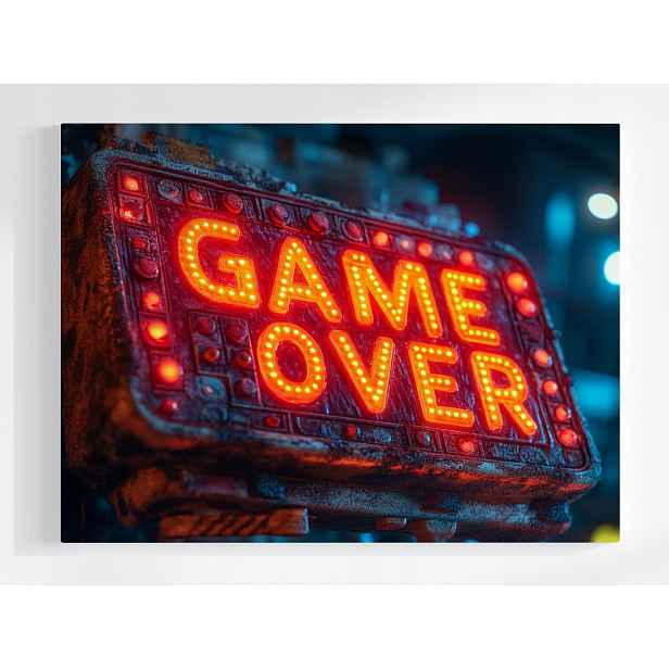 Plakát Gamer Gaming Game Over Neon Světlo 100x75