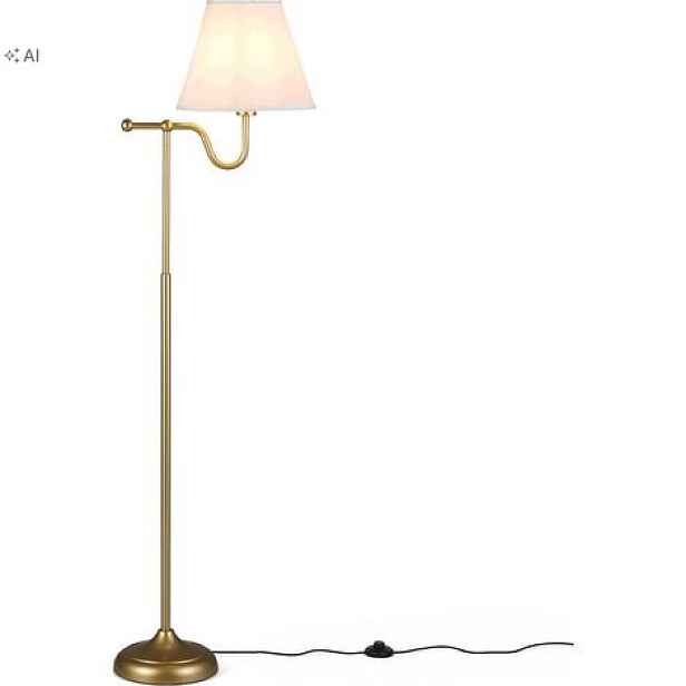Podlahová Lampa 158 CM S Látkovým Krytem, Nožní Spínač, Zlatá
