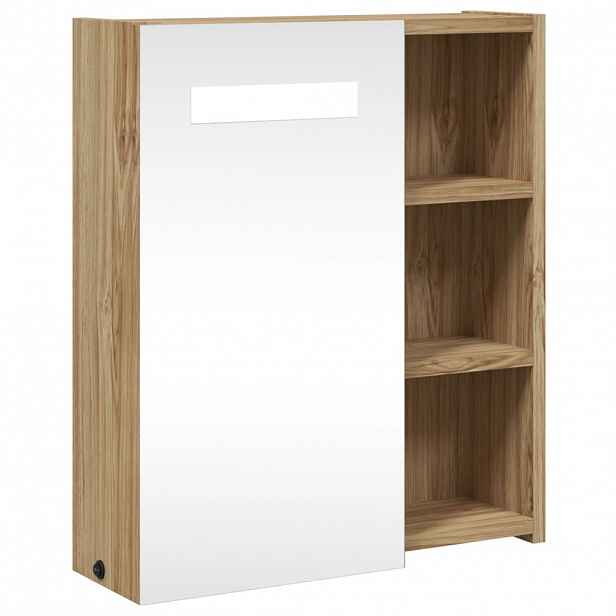 vidaXL Koupelnová zrcadlová skříňka s LED osvětlením dub 45x13x52 cm
