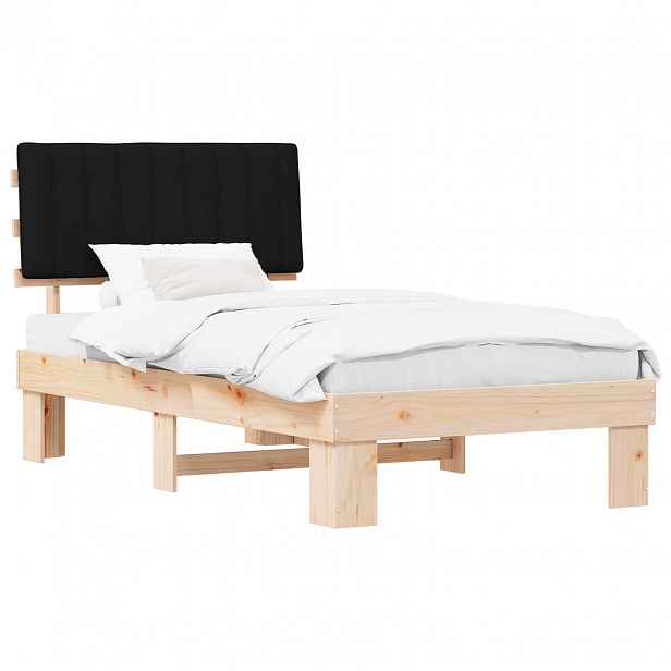 vidaXL Rám postele s čalouněným čelem s čelo Černá 100 x 200 cm