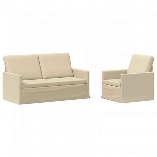 vidaXL Set pohovek 2 pcs Krémová Textil