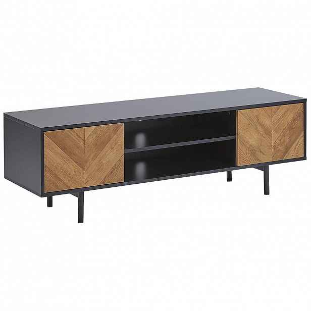 Beliani TV STOLEK Světle hnědý, Černý SALINA 40/140/45 cm
