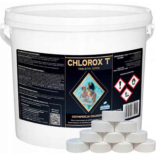 Chlorox T Tablety 200G 3KG Dezinfekce Bazénové Vody Chlor Chemie Bazén