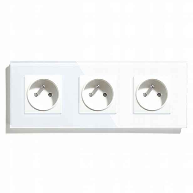 Elektrická Skleněná Zásuvka Trojitá Kontakt 16A Zásuvka 230V Rámeček 228 mm