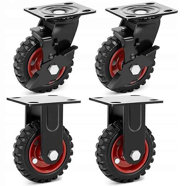 Transportní Kolečka 125 mm 500 kg Set S Brzdou 4 Ks Dílenské