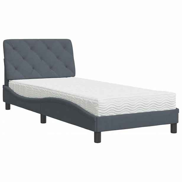 vidaXL Postel s matrací tmavě šedá 80 x 200 cm samet
